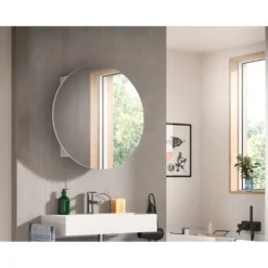 Hioshop Riff spiegelkast Ø70 cm 1 deur wit