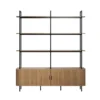 Hioshop Ronin wandkast 2 jaloeziedeuren- 3 planken eiken decor