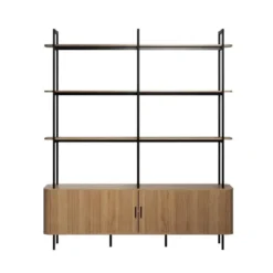 Hioshop Ronin wandkast 2 jaloeziedeuren- 3 planken eiken decor