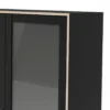 Hioshop Sady vitrinekast 2 glazen deuren- 3 lades mat zwart- eiken decor