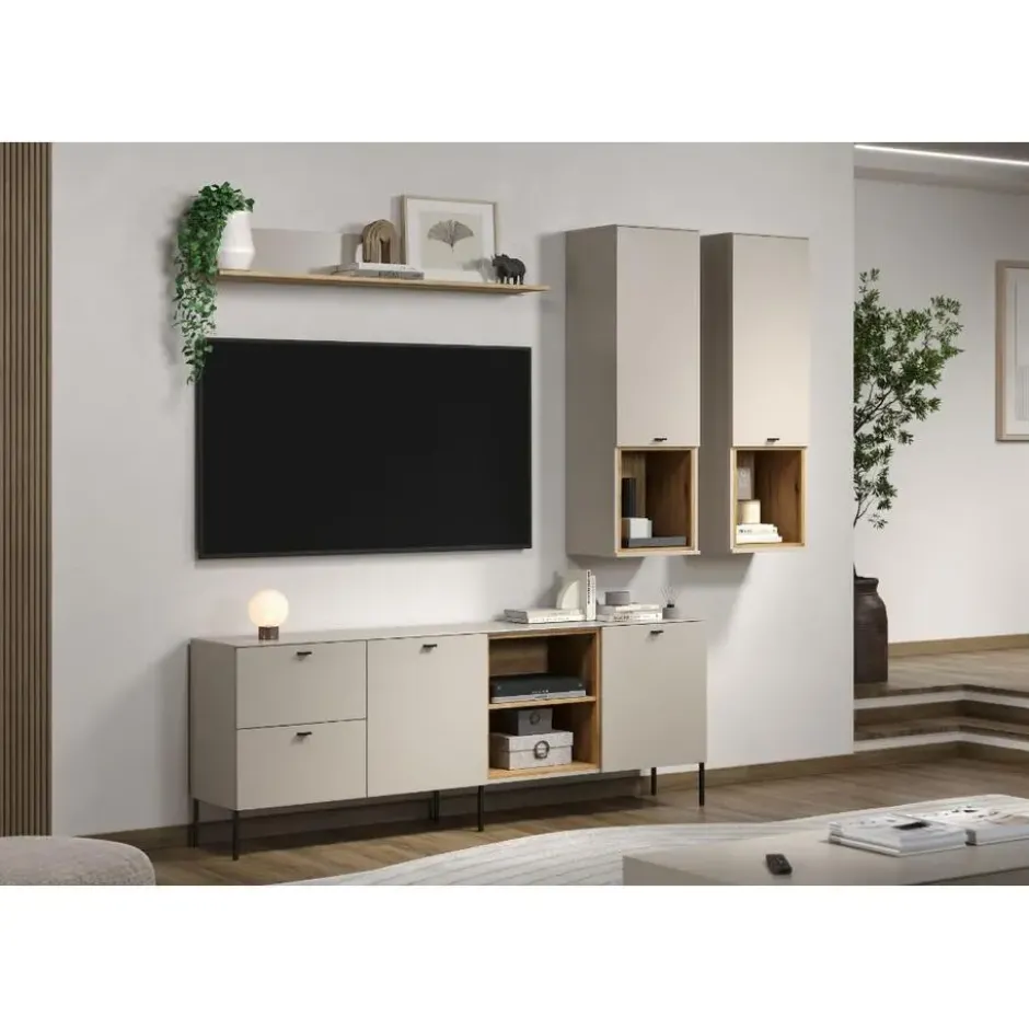 Hioshop SaoPaulo vitrinekast wandrek 1 deur- 1 plank kashmir