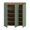 Hioshop Scarpa dressoir 3 deuren eik decor- stoffig groen