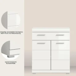 Hioshop Scout badkamerkast 2 deuren- 1 lade wit hoogglans- wit