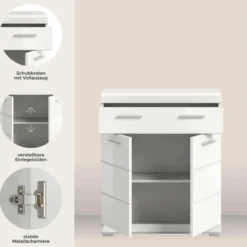 Hioshop Scout badkamerkast 2 deuren- 1 lade wit hoogglans- wit