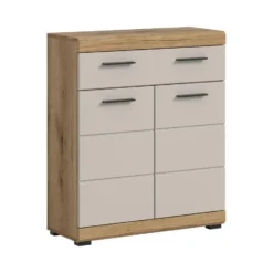 Hioshop Scout badkamerkast 2 deuren- 1 lade kasjmier decor mat- eiken decor