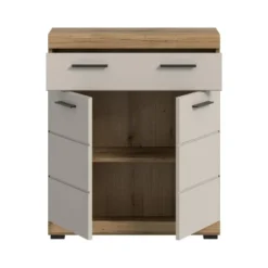 Hioshop Scout badkamerkast 2 deuren- 1 lade kasjmier decor mat- eiken decor