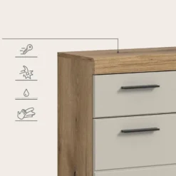 Hioshop Scout badkamerkast 2 deuren- 1 lade kasjmier decor mat- eiken decor