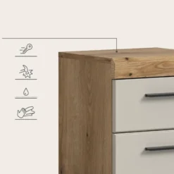 Hioshop Scout badkamerkast 1 deur- 1 lade kasjmier decor mat- eiken decor