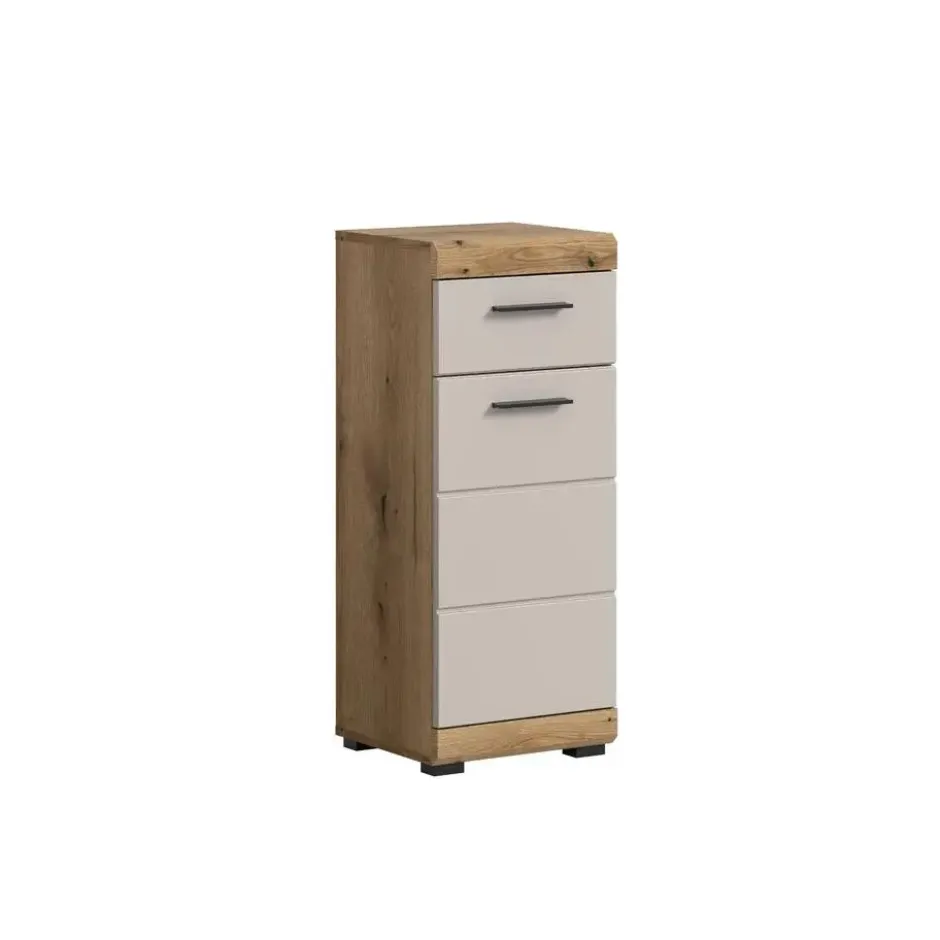 Hioshop Scout badkamerkast 1 deur- 1 lade kasjmier decor mat- eiken decor
