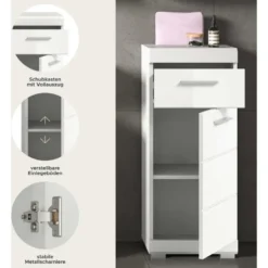 Hioshop Scout badkamerkast 1 deur- 1 lade wit hoogglans- wit