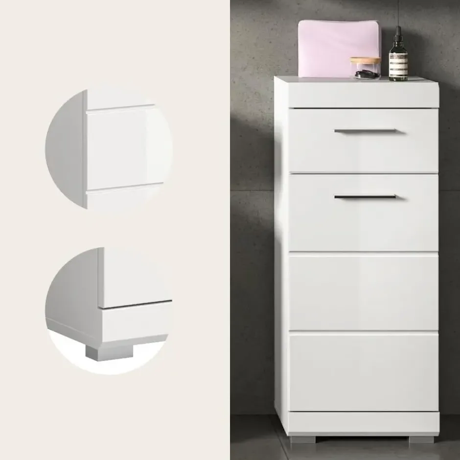 Hioshop Scout badkamerkast 1 deur- 1 lade wit hoogglans- wit