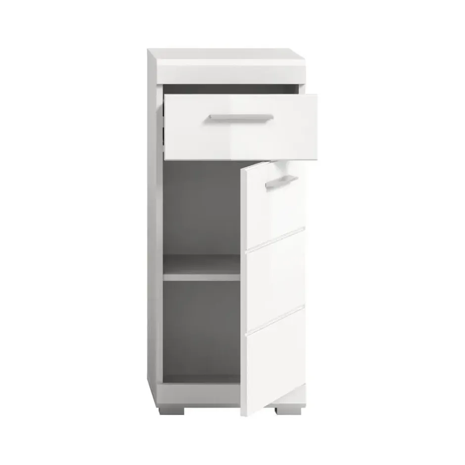 Hioshop Scout badkamerkast 1 deur- 1 lade wit hoogglans- wit