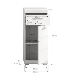 Hioshop Scout badkamerkast 1 deur- 1 lade wit hoogglans- wit