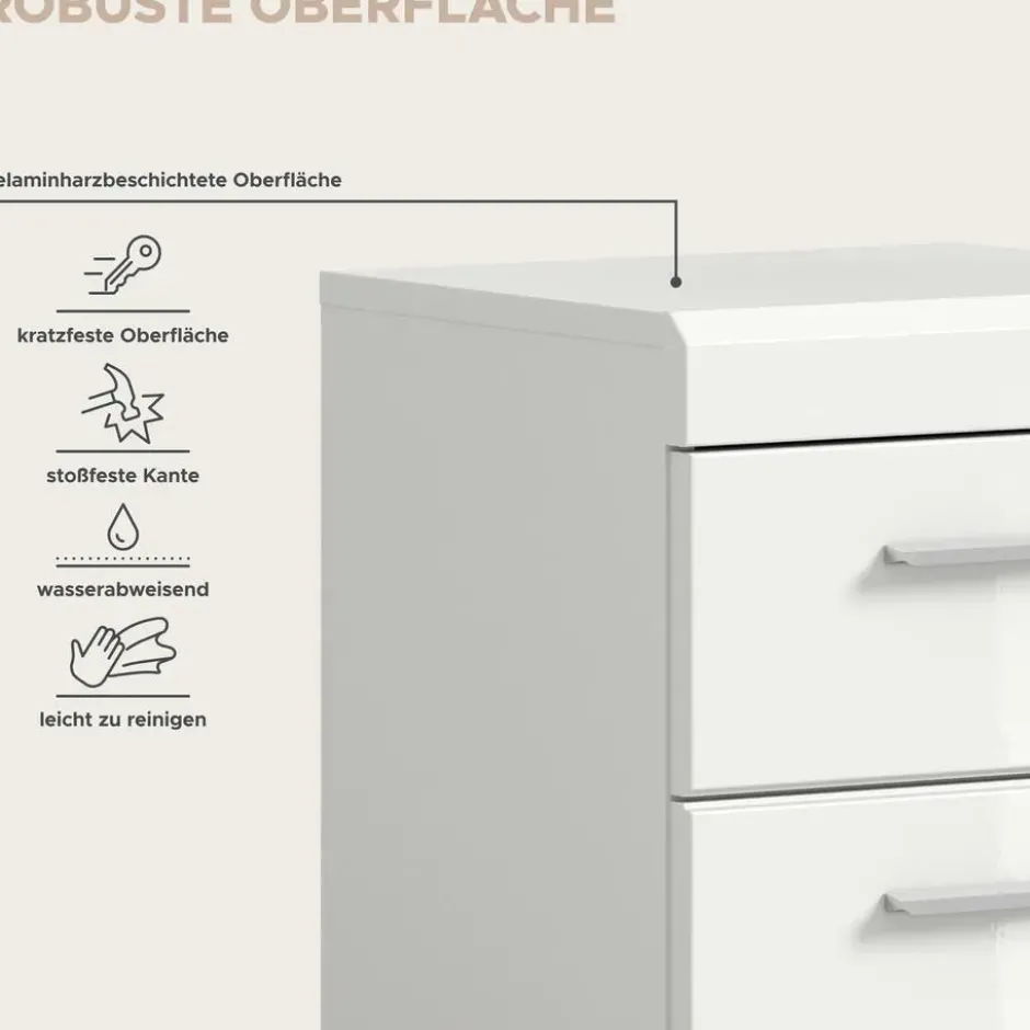 Hioshop Scout badkamerkast 1 deur- 1 lade wit hoogglans- wit
