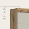 Hioshop Scout kolomkast 2 deuren- 1 lade- 2 planken kasjmier decor mat- eiken