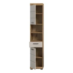 Hioshop Scout kolomkast 2 deuren- 1 lade- 2 planken kasjmier decor mat- eiken