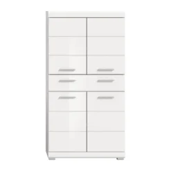 Hioshop Scout kolomkast 4 deuren- 1 lade wit hoogglans- wit