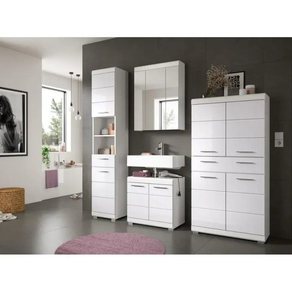 Hioshop Scout kolomkast 4 deuren- 1 lade wit hoogglans- wit