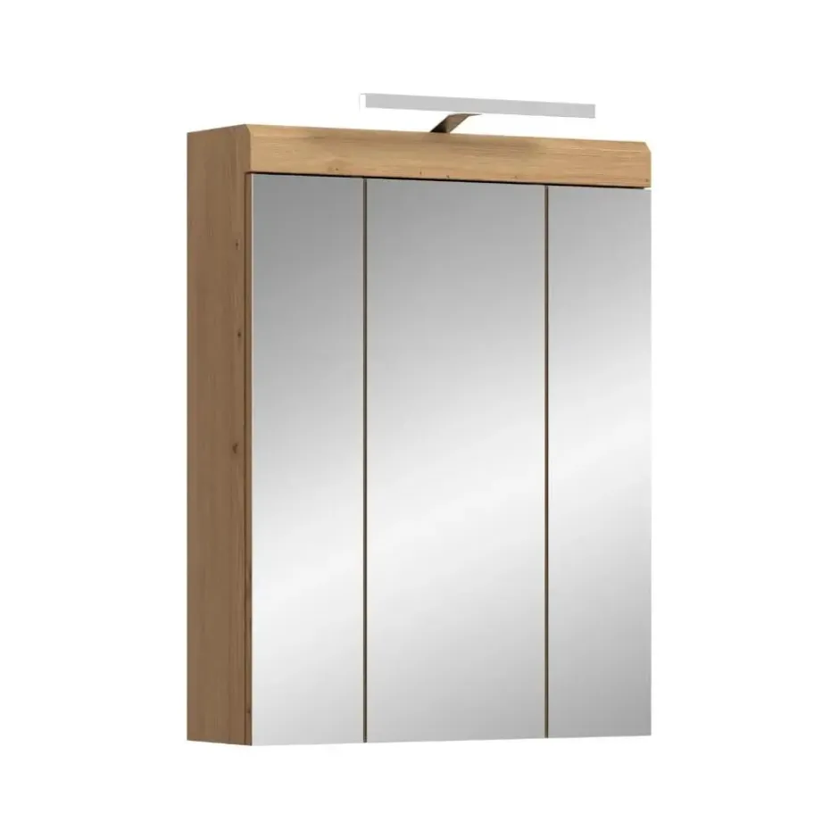 Hioshop Scout spiegelkast 2 deuren- 3 spiegeldeuren- 3 planken salvie decor-
