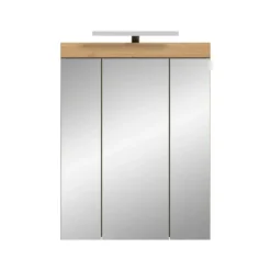 Hioshop Scout spiegelkast 2 deuren- 3 spiegeldeuren- 3 planken salvie decor-
