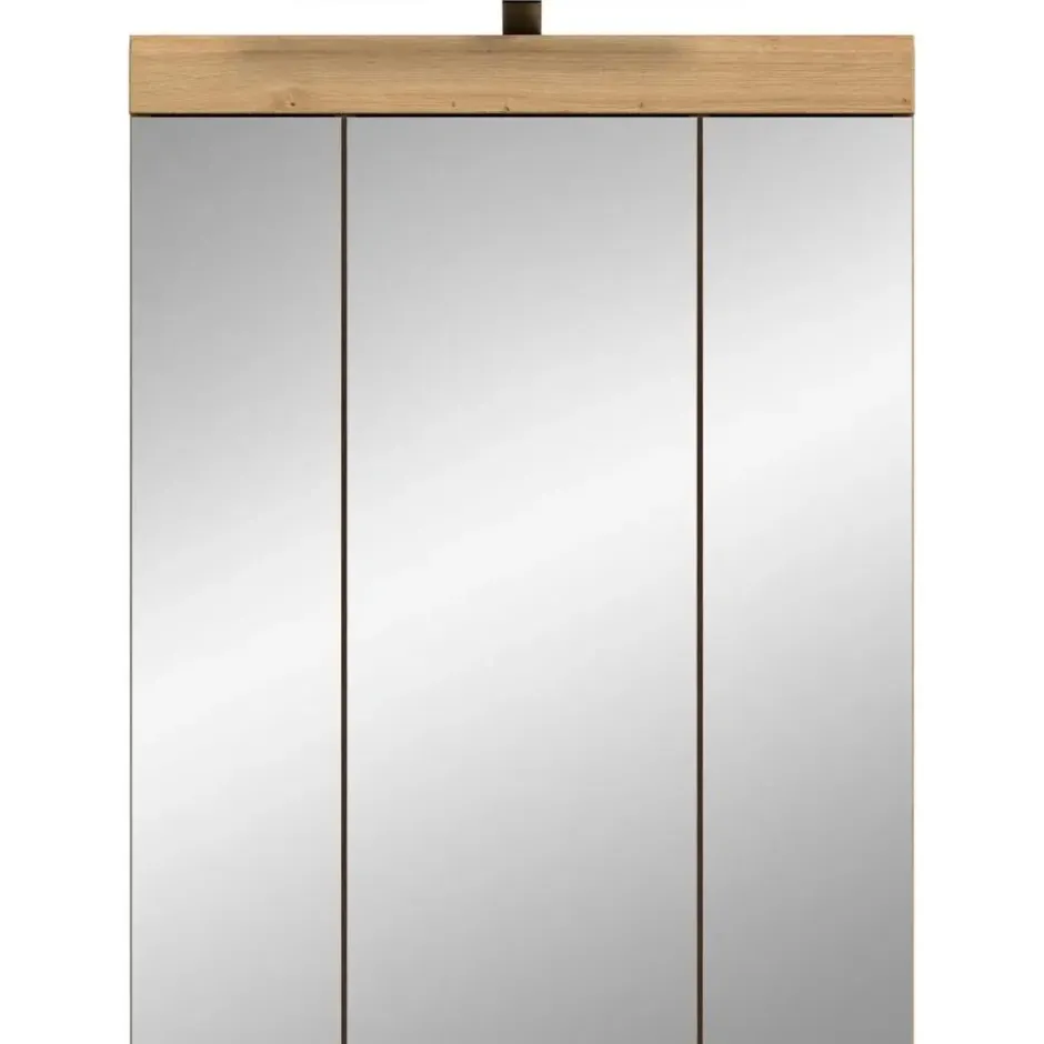 Hioshop Scout spiegelkast 2 deuren- 3 spiegeldeuren- 3 planken salvie decor-