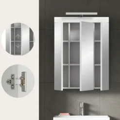 Hioshop Scout spiegelkast inclusief verlichting 2 deuren- 3 spiegeldeuren- 3