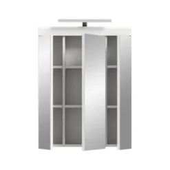 Hioshop Scout spiegelkast inclusief verlichting 2 deuren- 3 spiegeldeuren- 3