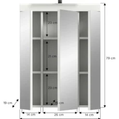 Hioshop Scout spiegelkast inclusief verlichting 2 deuren- 3 spiegeldeuren- 3