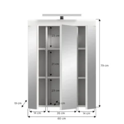 Hioshop Scout spiegelkast inclusief verlichting 2 deuren- 3 spiegeldeuren- 3