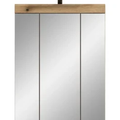 Hioshop Scout spiegelkast inclusief verlichting 3 spiegeldeuren eiken decor
