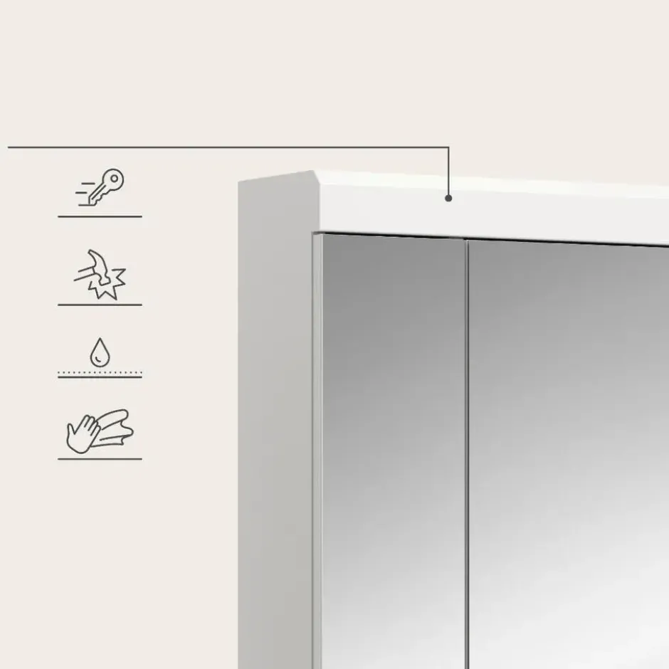 Hioshop Scout spiegelkast 3 spiegeldeuren wit hoogglans- wit