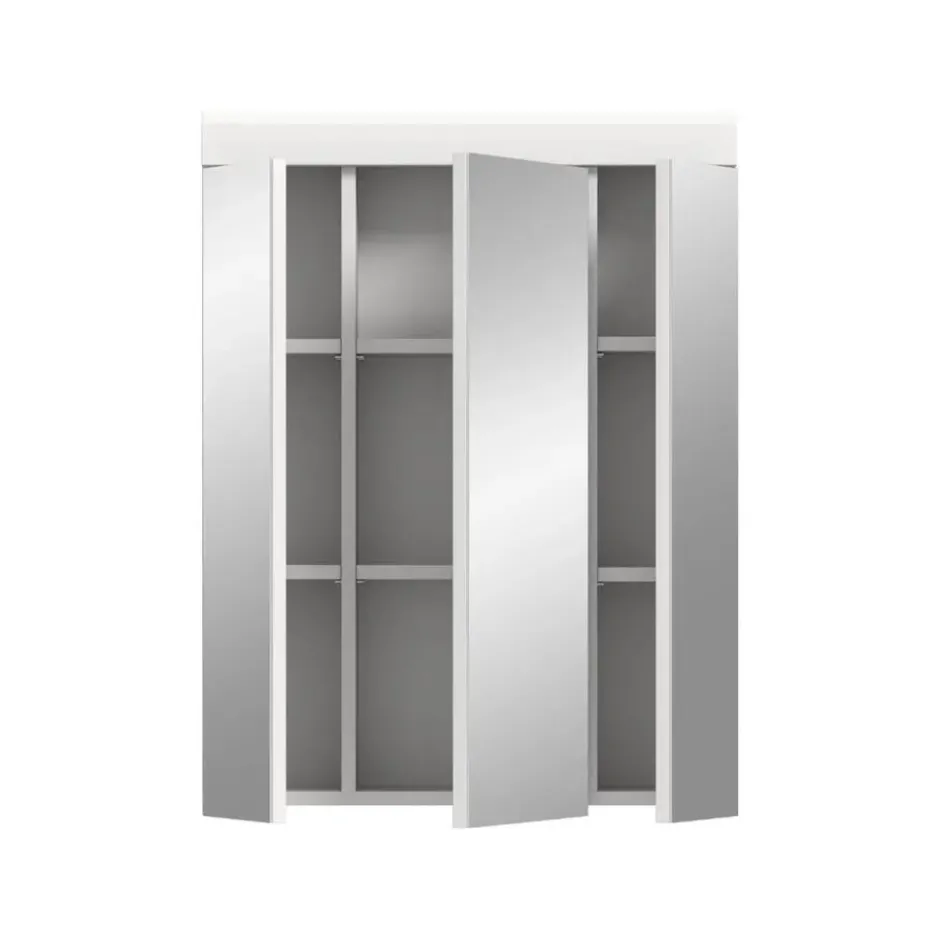 Hioshop Scout spiegelkast 3 spiegeldeuren wit hoogglans- wit