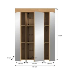 Hioshop Scout spiegelkast 3 spiegeldeuren salvie decor- eiken decor