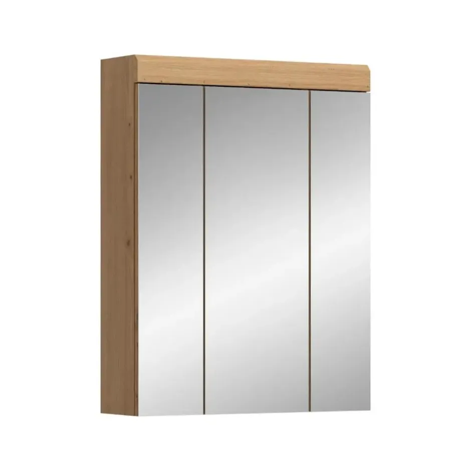 Hioshop Scout spiegelkast 3 spiegeldeuren salvie decor- eiken decor