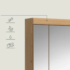 Hioshop Scout spiegelkast 3 spiegeldeuren salvie decor- eiken decor