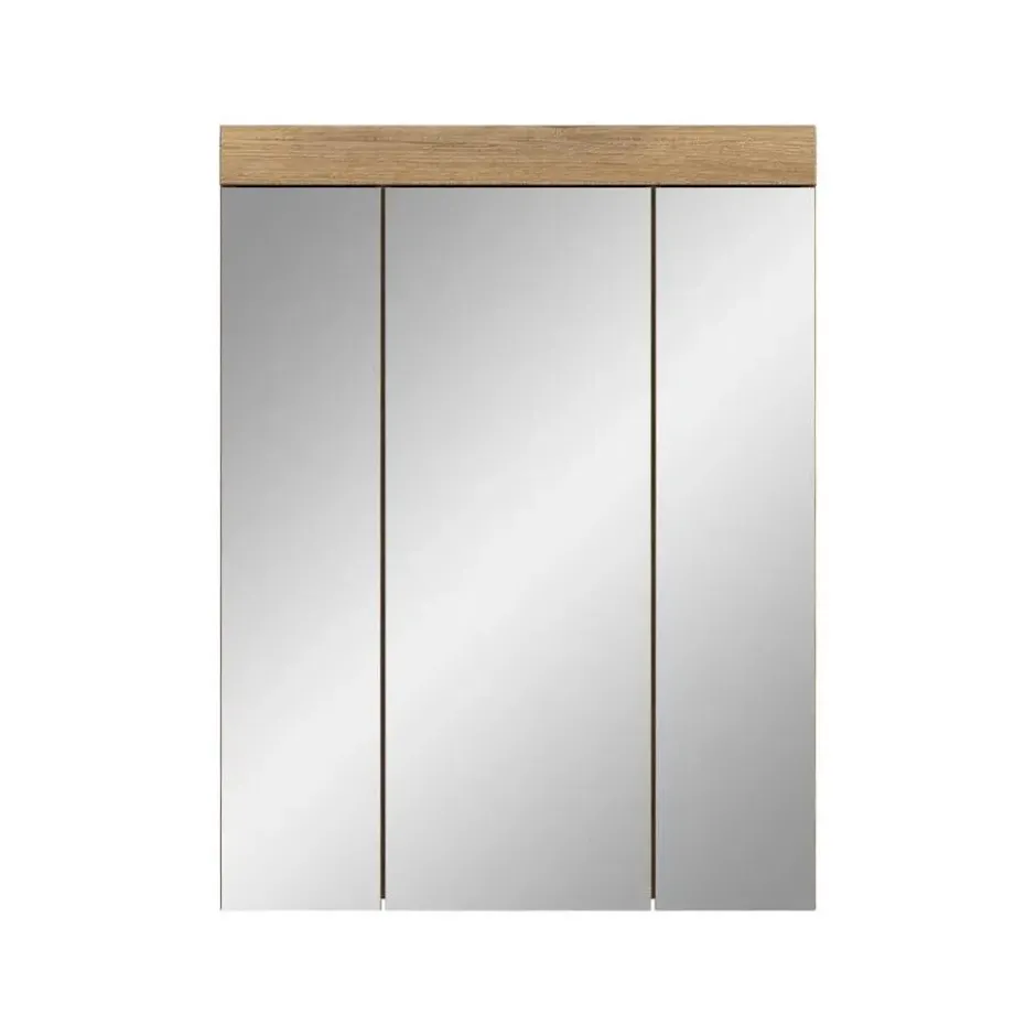Hioshop Scout spiegelkast 3 spiegeldeuren eiken decor
