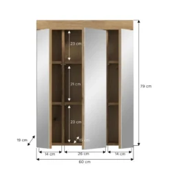 Hioshop Scout spiegelkast 3 spiegeldeuren eiken decor