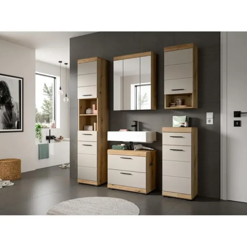 Hioshop Scout spiegelkast 3 spiegeldeuren eiken decor