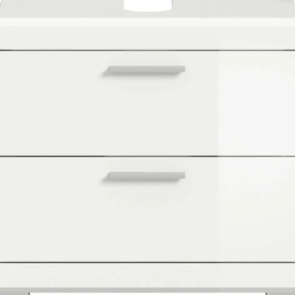 Hioshop Scout wastafel 2 deuren- 2 lades- 2 planken wit hoogglans- wit
