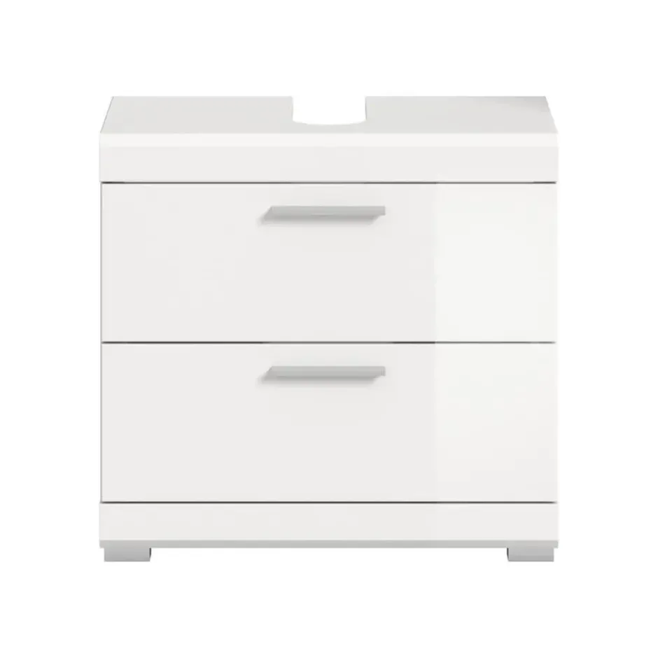 Hioshop Scout wastafel 2 deuren- 2 lades- 2 planken wit hoogglans- wit