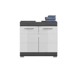 Hioshop Scout wastafel 2 deuren wit hoogglans- grijs