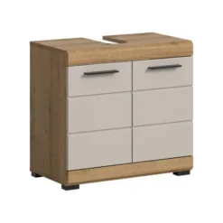 Hioshop Scout wastafel 2 deuren kasjmier decor mat- eiken decor