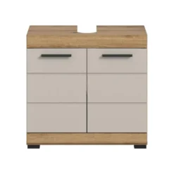 Hioshop Scout wastafel 2 deuren kasjmier decor mat- eiken decor