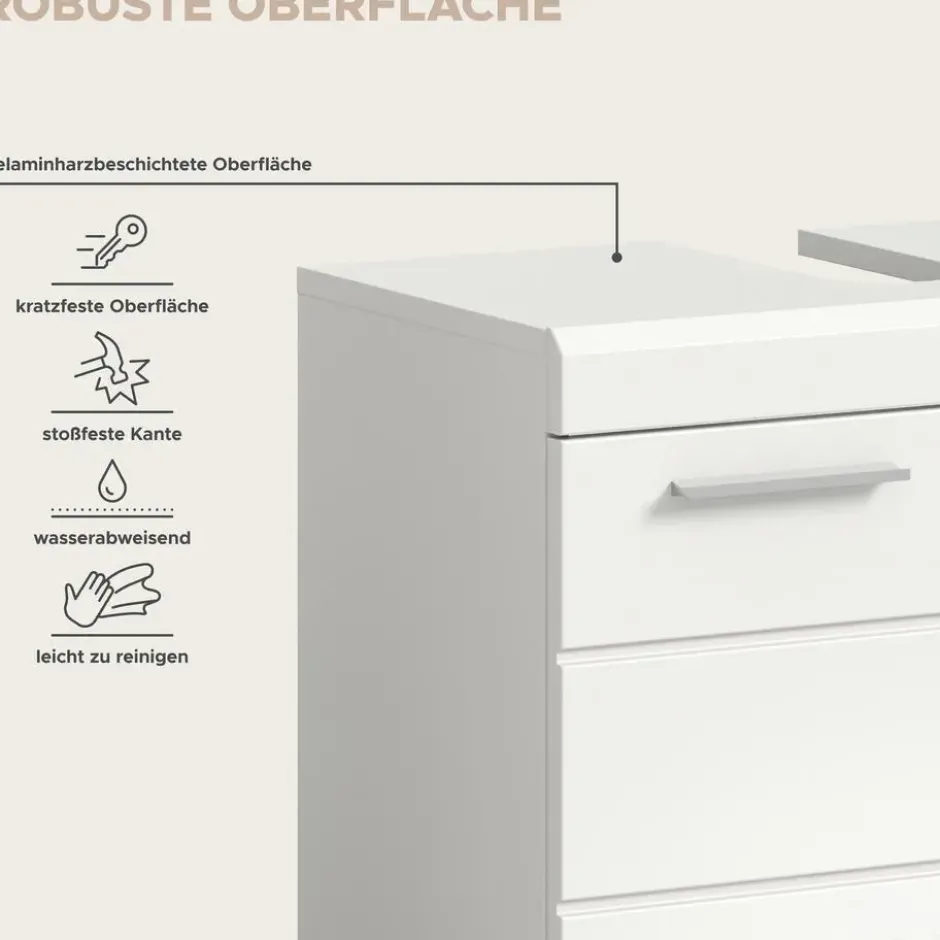 Hioshop Scout wastafel 2 deuren- 2 lades wit hoogglans- wit
