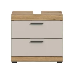 Hioshop Scout wastafel 2 lades kasjmier decor mat- eiken decor