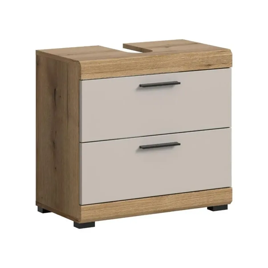 Hioshop Scout wastafel 2 lades kasjmier decor mat- eiken decor