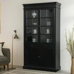 Hioshop Servieskast Mozart zwart dressoir met opzet