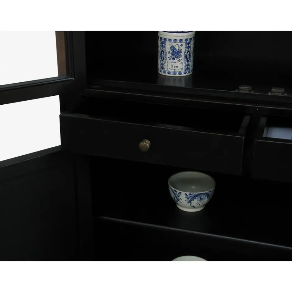 Hioshop Servieskast Mozart zwart dressoir met opzet