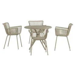 Hioshop Sifnos tuinmeubelset tafel 90x90cm 4 stoelen beige
