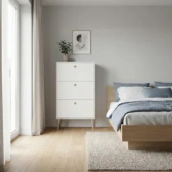 Hioshop Softline schoenenkast 3 kleppen wit
